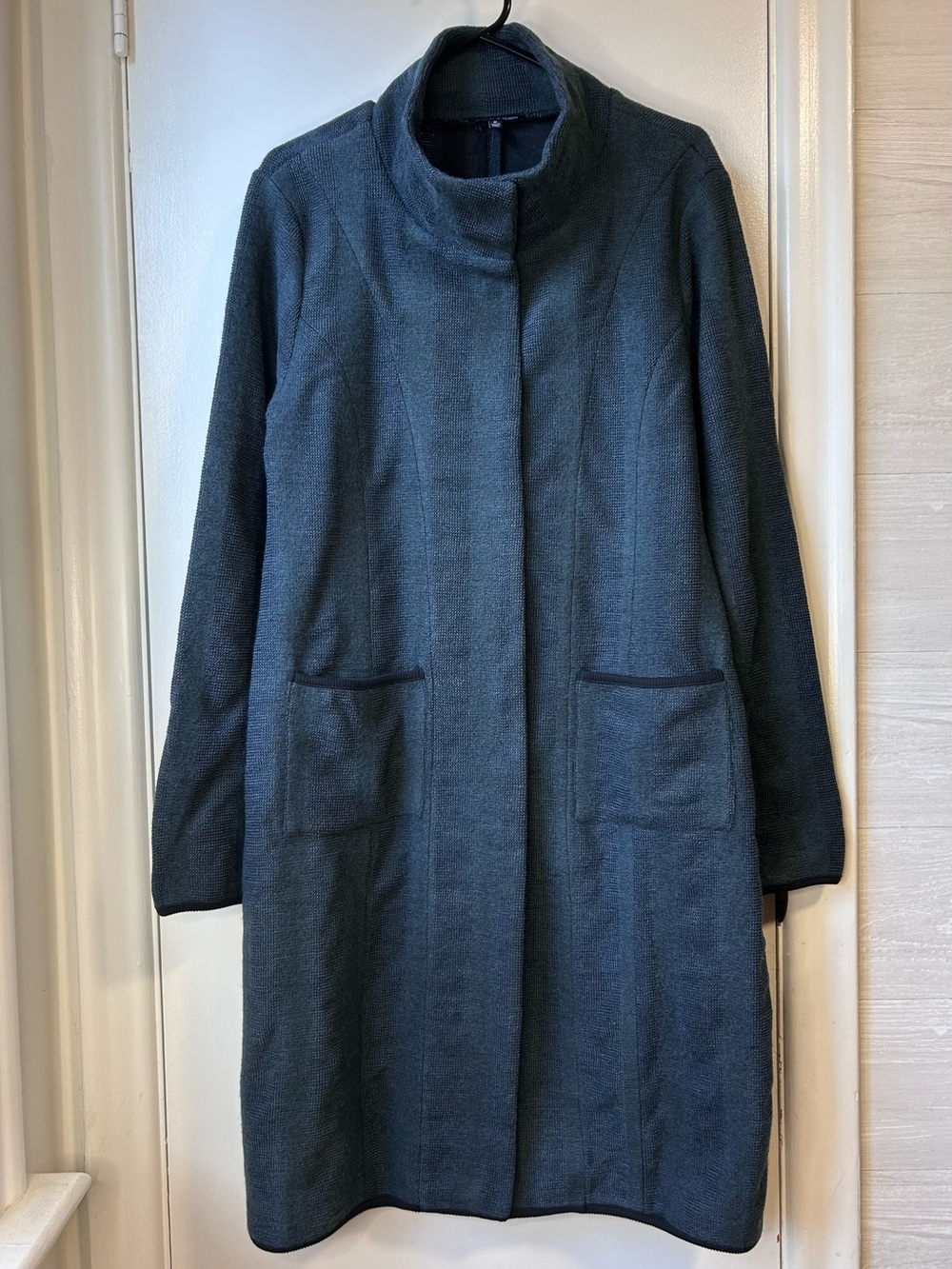Robert Kitchen Long Knit Coat Teal